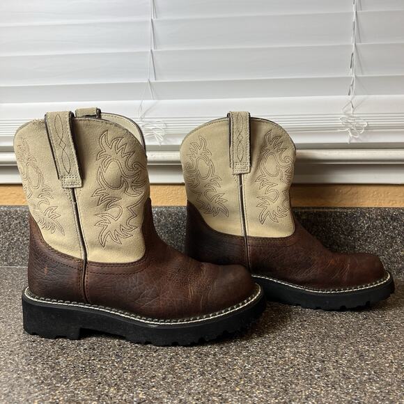 Ariat Boots Fatbaby Heritage Women Sz 7B Brown/Tan Cowgirl Western Bootie Cowboy - Picture 3 of 12